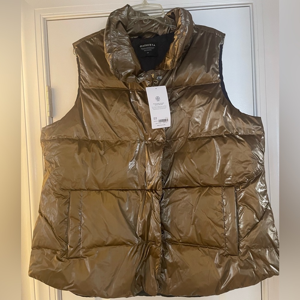 Athleta Brown Quilted Vest with High Collar